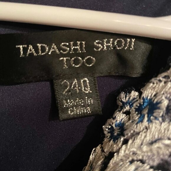 Tadashi Shoji Too Pacific Blue Embroidered Floral Lace Crepe Gown 24Q (3X) NWT - Picture 6 of 6